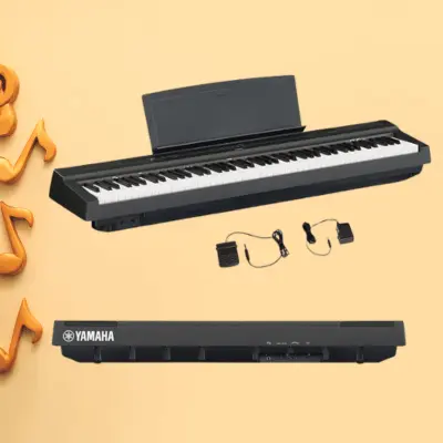 Yamaha P125A 88-key weighted digital piano in black with power supply and sustain pedal